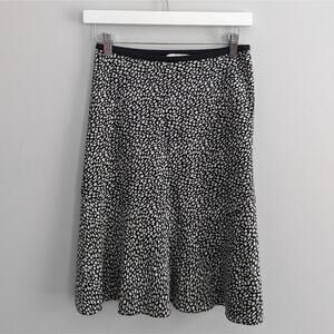 DVF Leopard Black White Isabell Skirt Silk Blend 2 Aline Animal Print Business